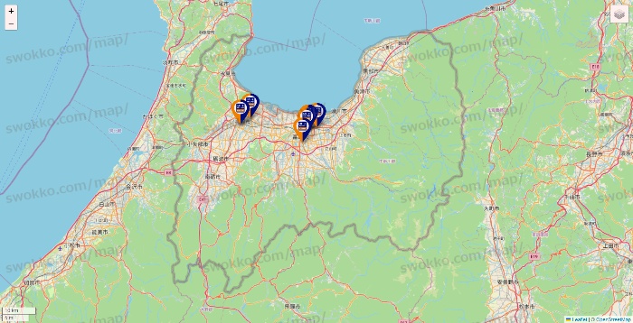 富山県のハローストレージの店舗地図