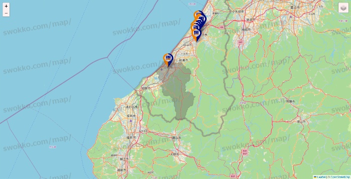 石川県のハローストレージの店舗地図