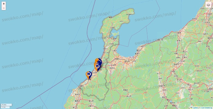 石川県のハローストレージの店舗地図