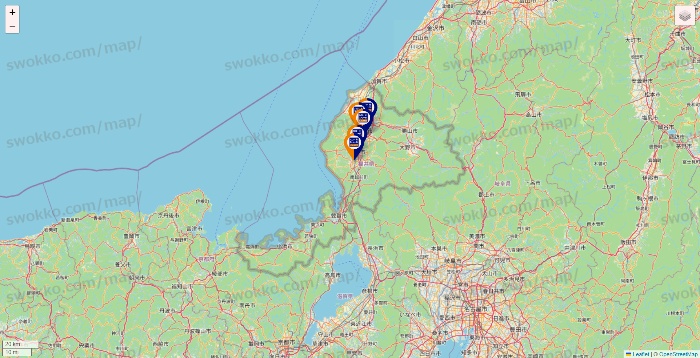 福井県のハローストレージの店舗地図