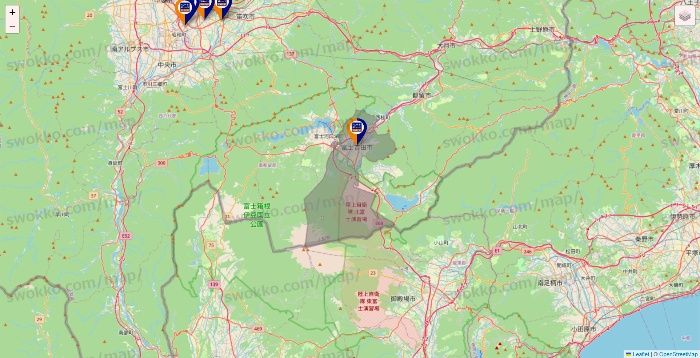 山梨県のハローストレージの店舗地図