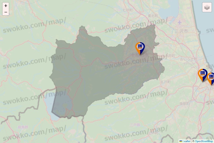 青森県のハローストレージの店舗地図