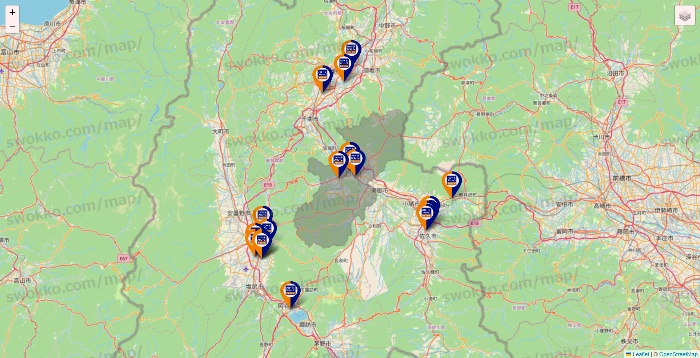 長野県のハローストレージの店舗地図