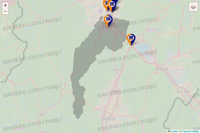 長野県のハローストレージの店舗地図