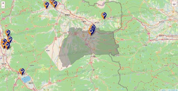 長野県のハローストレージの店舗地図