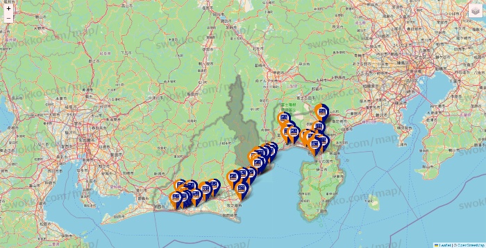 静岡県のハローストレージの店舗地図