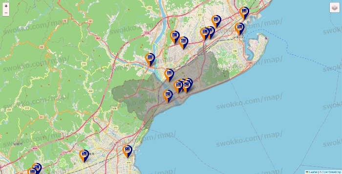 静岡県のハローストレージの店舗地図