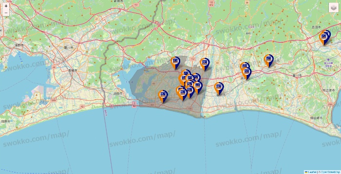 静岡県のハローストレージの店舗地図