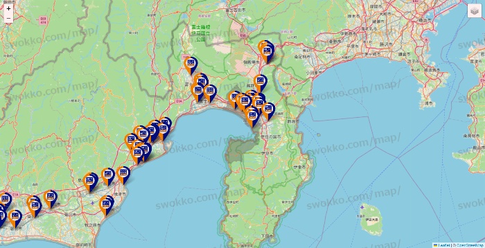 静岡県のハローストレージの店舗地図