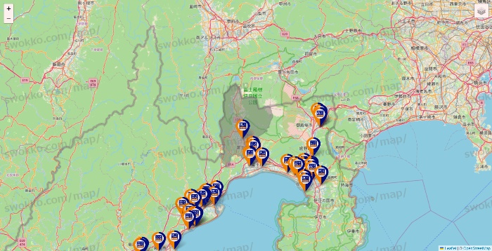 静岡県のハローストレージの店舗地図