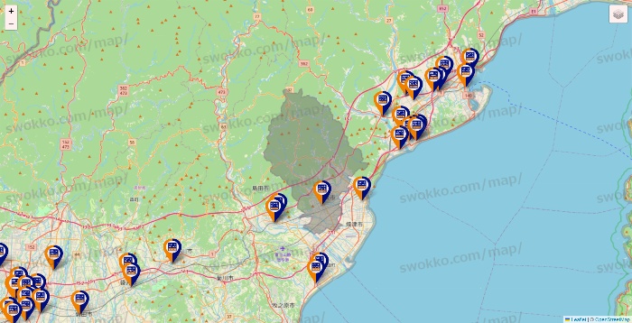 静岡県のハローストレージの店舗地図