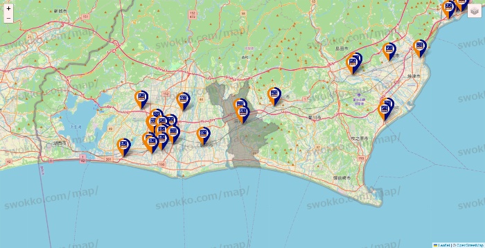静岡県のハローストレージの店舗地図