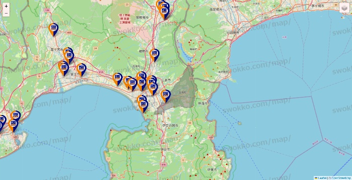 静岡県のハローストレージの店舗地図