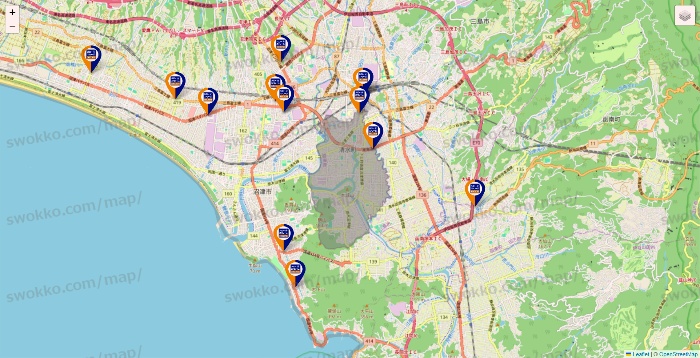 静岡県のハローストレージの店舗地図