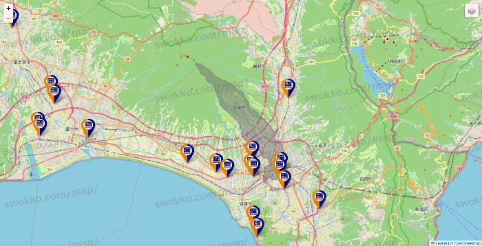 静岡県のハローストレージの店舗地図