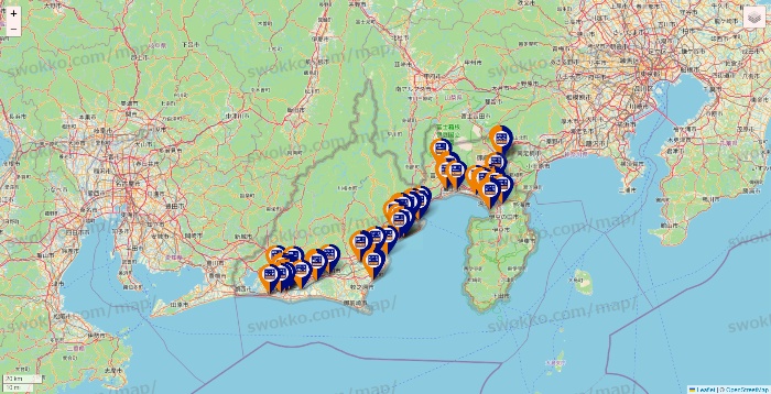 静岡県のハローストレージの店舗地図