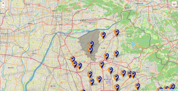 愛知県のハローストレージの店舗地図