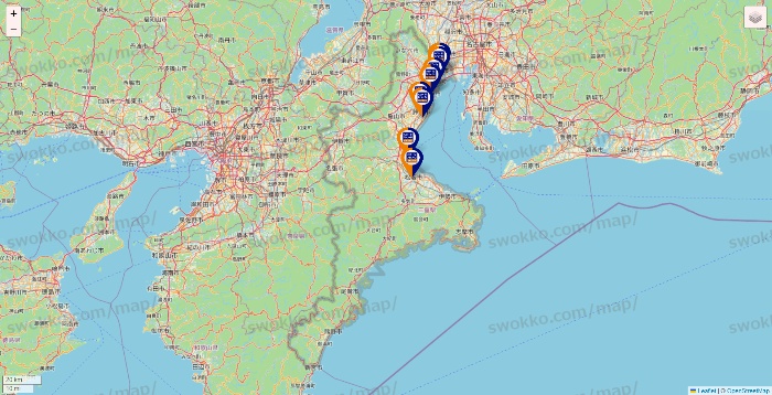 三重県のハローストレージの店舗地図