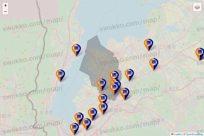 滋賀県のハローストレージの店舗地図