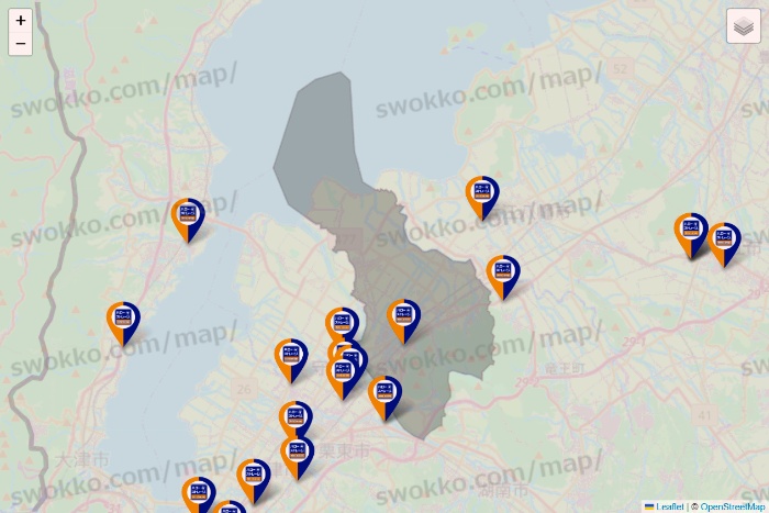 滋賀県のハローストレージの店舗地図