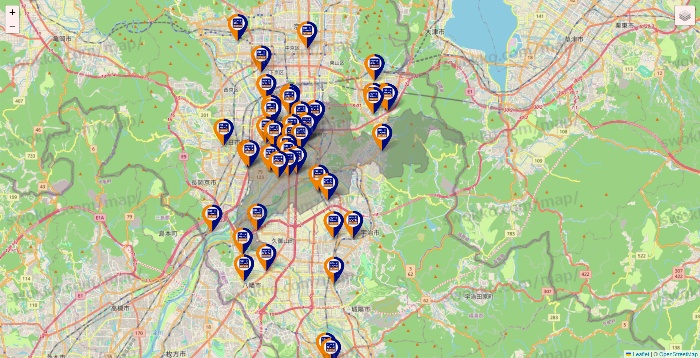京都府のハローストレージの店舗地図