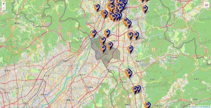 京都府のハローストレージの店舗地図