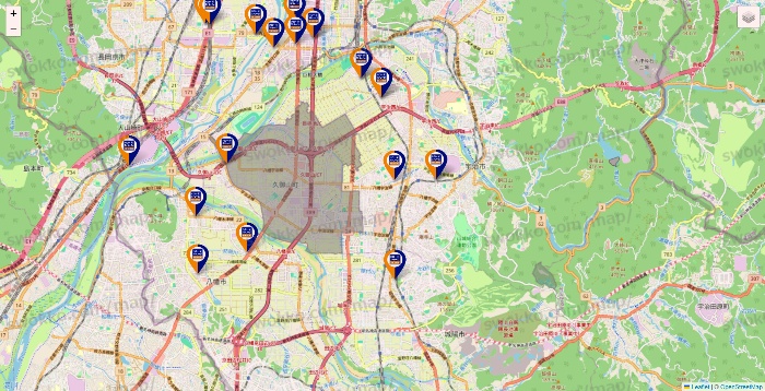 京都府のハローストレージの店舗地図