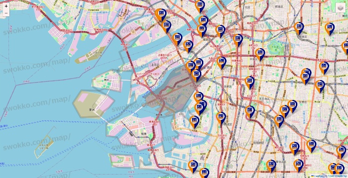 大阪府のハローストレージの店舗地図