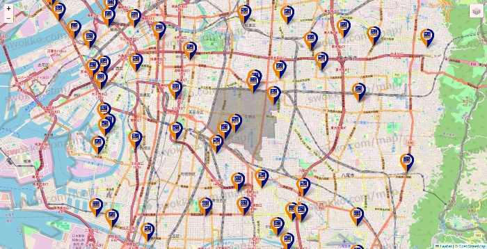 大阪府のハローストレージの店舗地図