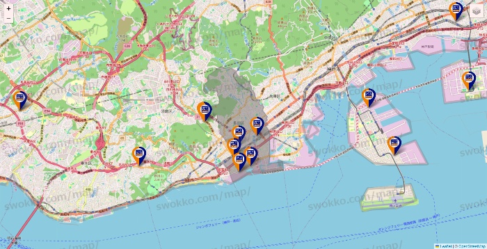 兵庫県のハローストレージの店舗地図