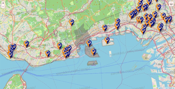 兵庫県のハローストレージの店舗地図