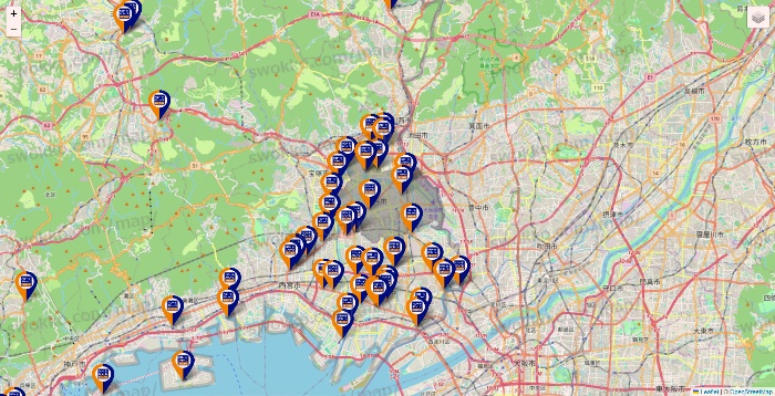 兵庫県のハローストレージの店舗地図