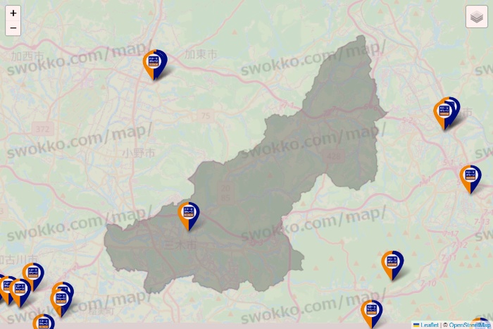 兵庫県のハローストレージの店舗地図