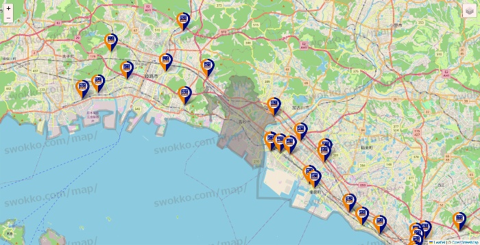 兵庫県のハローストレージの店舗地図