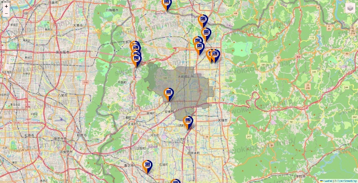 奈良県のハローストレージの店舗地図
