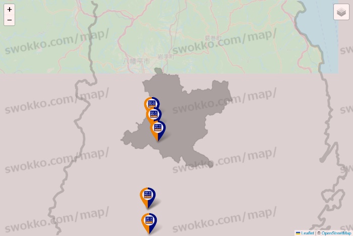 岩手県のハローストレージの店舗地図
