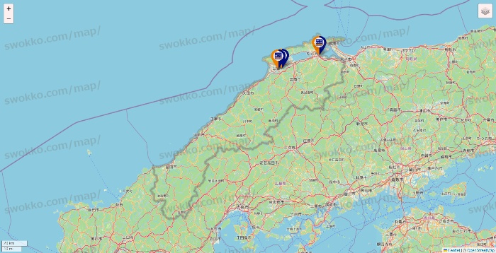 島根県のハローストレージの店舗地図