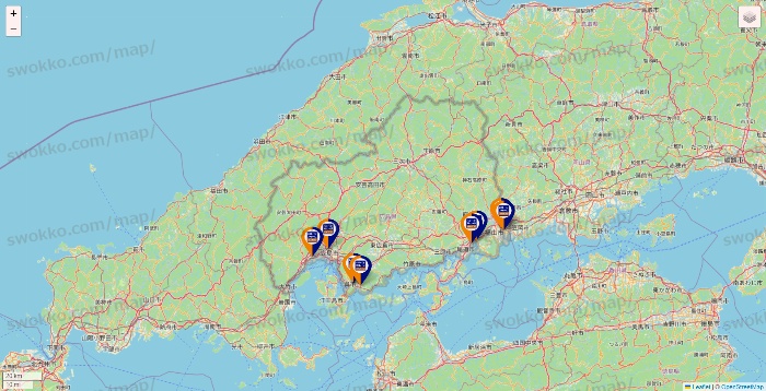 広島県のハローストレージの店舗地図