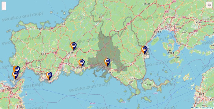 山口県のハローストレージの店舗地図