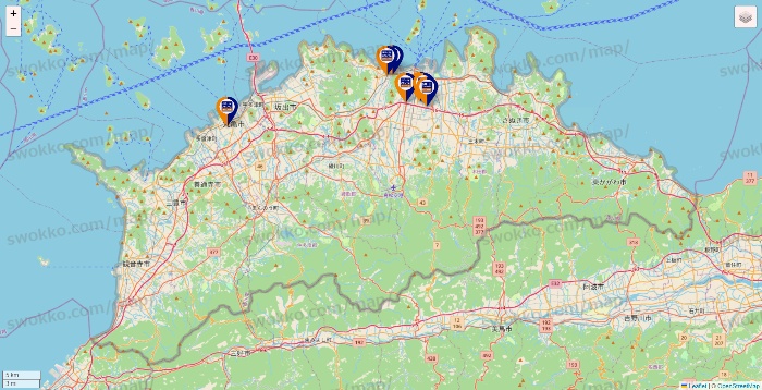 香川県のハローストレージの店舗地図