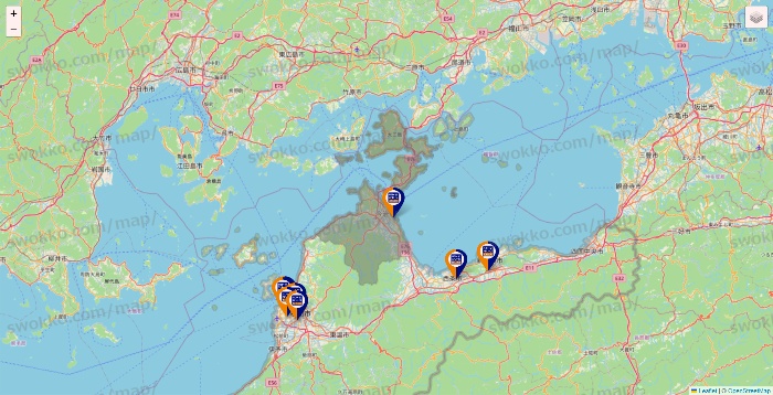 愛媛県のハローストレージの店舗地図