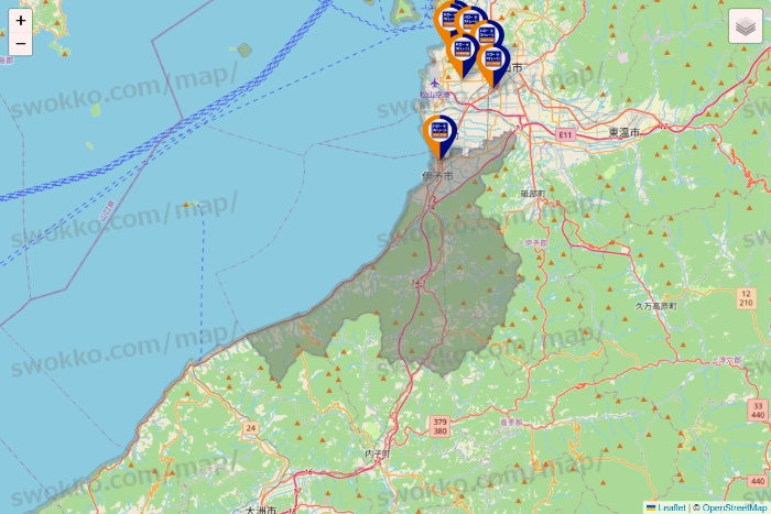 愛媛県のハローストレージの店舗地図