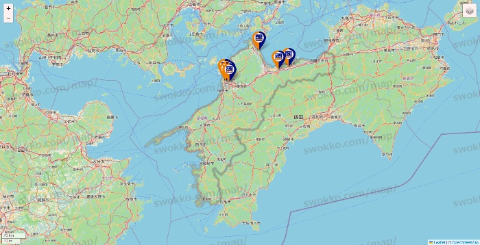 愛媛県のハローストレージの店舗地図