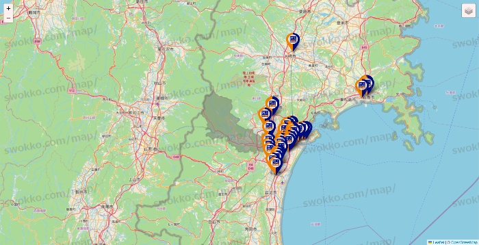 宮城県のハローストレージの店舗地図