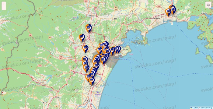 宮城県のハローストレージの店舗地図