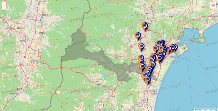 宮城県のハローストレージの店舗地図