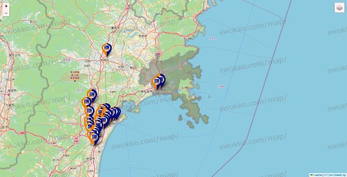 宮城県のハローストレージの店舗地図