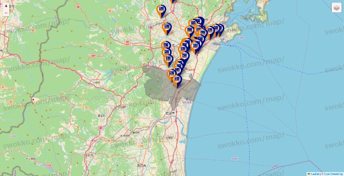 宮城県のハローストレージの店舗地図