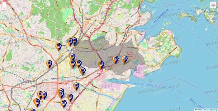 宮城県のハローストレージの店舗地図
