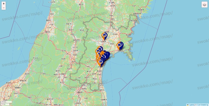 宮城県のハローストレージの店舗地図